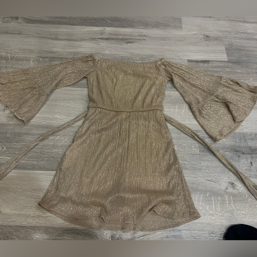 Lulu's Shimmering Gold Mini Dress
